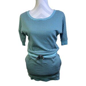 Jessica Simpson Active Lola Drop Waist Dress  XS Green Black  Striped